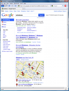 Screenshot of redesigned Google search results for "Windows" after updating AdBlock Plus filters
