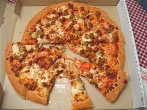 This slice of pizza, 'purchased' from Pizza Hut, had an effective surface area of only 5.5 square inches.